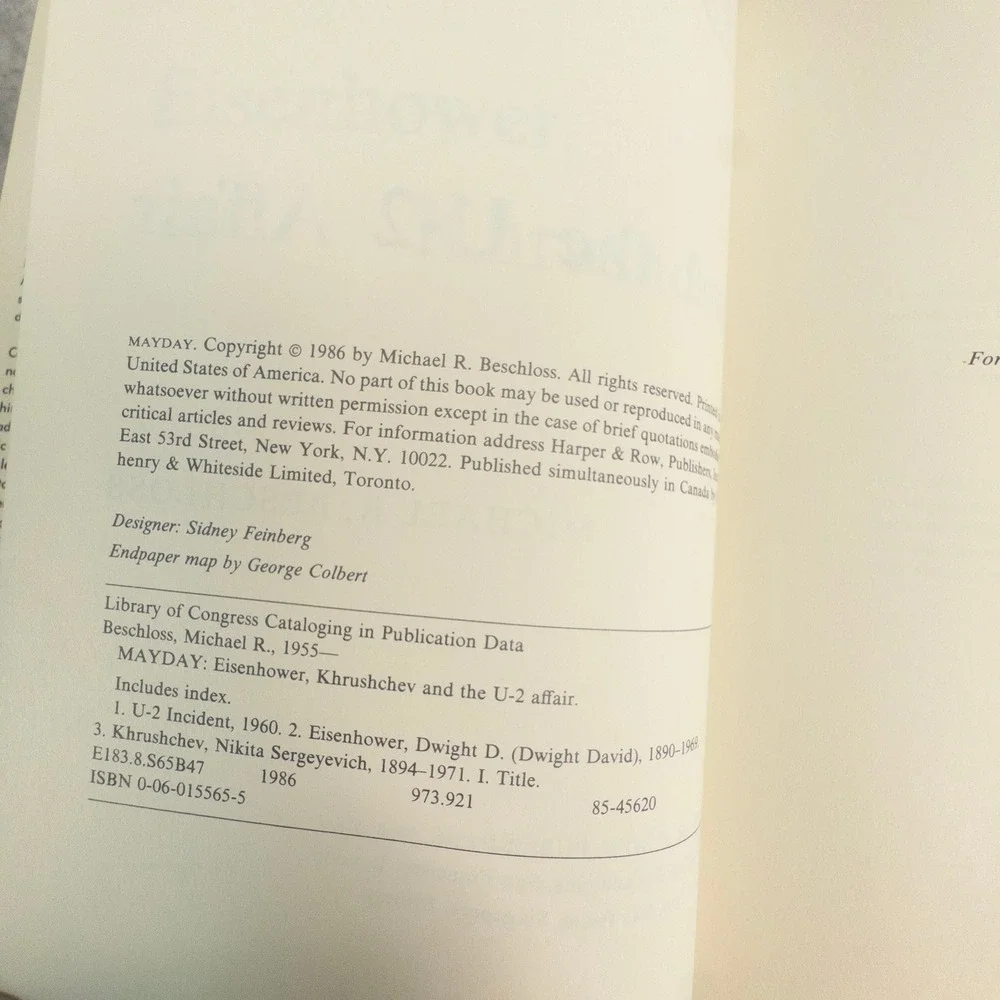 Mayday Michael Beschloss Eisenhower Khrushchev U-2 Affair Hardcover History Book
